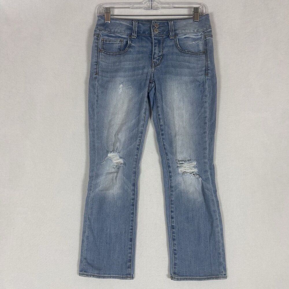 American Eagle Artist Crop Stretch Jeans Women's Size 0 Regular Light Wash AEO